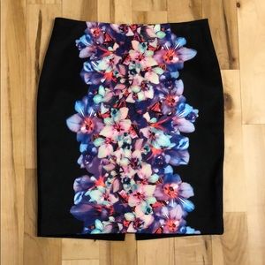 Express black floral skirt
